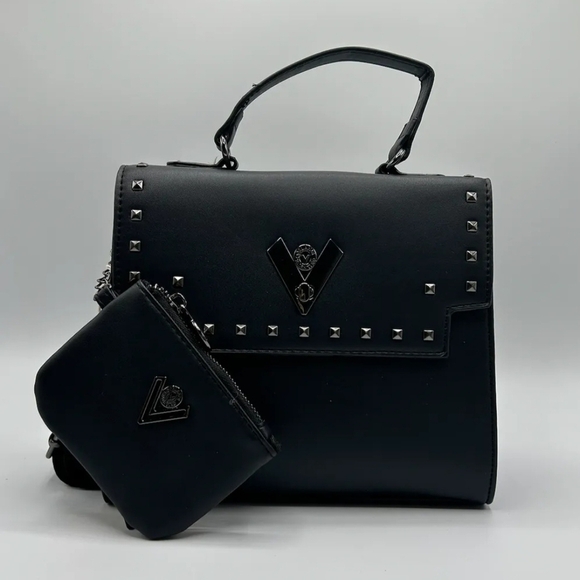 New Valentino Orlandi Black Studded Satchelbag with Pouch - Picture 1 of 5
